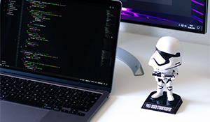 Kleiner Stormtrooper schützt Laptop